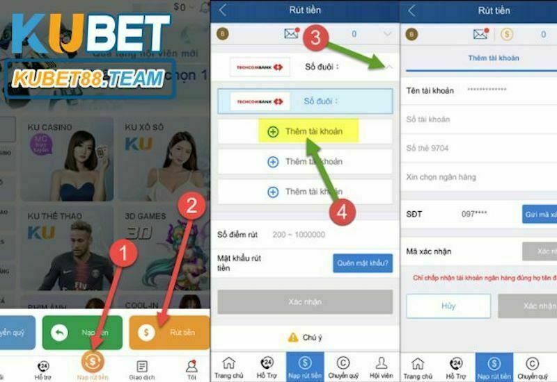 Rút tiền Kubet trên điện thoại